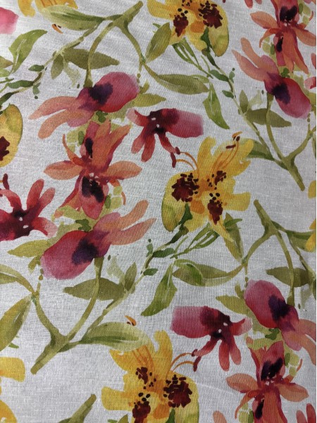 Linho Puro Estampado Flora Linda