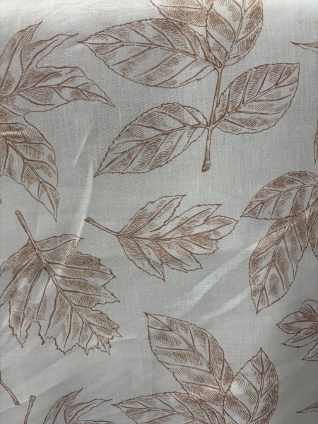 Linho Puro Estampado Traços de Folhas