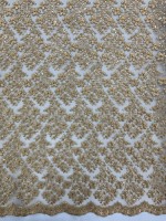 Tule Bordado Mumbai Paetê Dourado