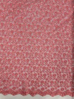 Tule Bordado Mumbai Paetê Rosa Chiclete