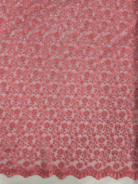 Tule Bordado Mumbai Paetê Rosa Chiclete Tule Bordado Mumbai Paetê Rosa Chiclete