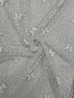 Tule Bordado com Paetê Branco