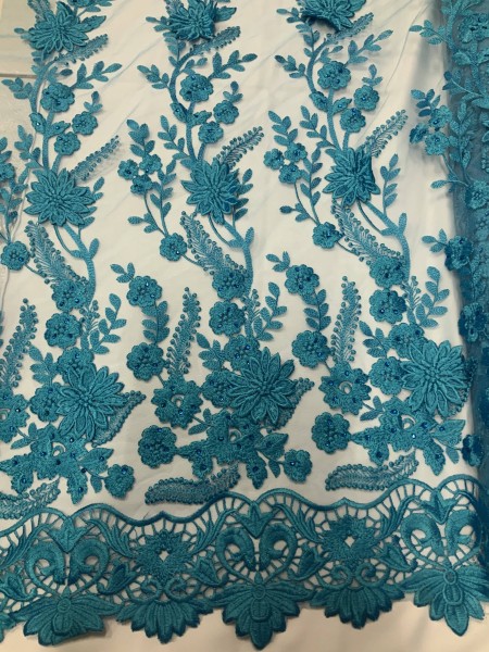 Tule Bordado Matrix Premium Azul Turquesa Tule Bordado Matrix Premium Azul Turquesa