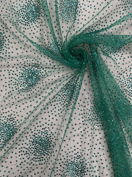 Tule com Glitter Verde Ultramarino (Explosão) Tule com Glitter Verde Ultramarino (Explosão)