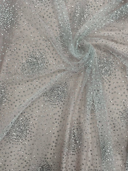 Tule com Glitter Branco/Prata (Explosão) Tule com Glitter Branco/Prata (Explosão)